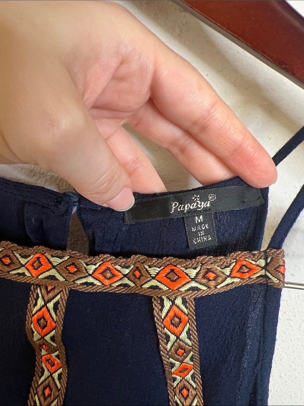Papaya Tank Top Boho Blue Tassles Summer Size Medium - Picture 7 of 11